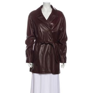 Pristine Coach leather belted trench coat (M)